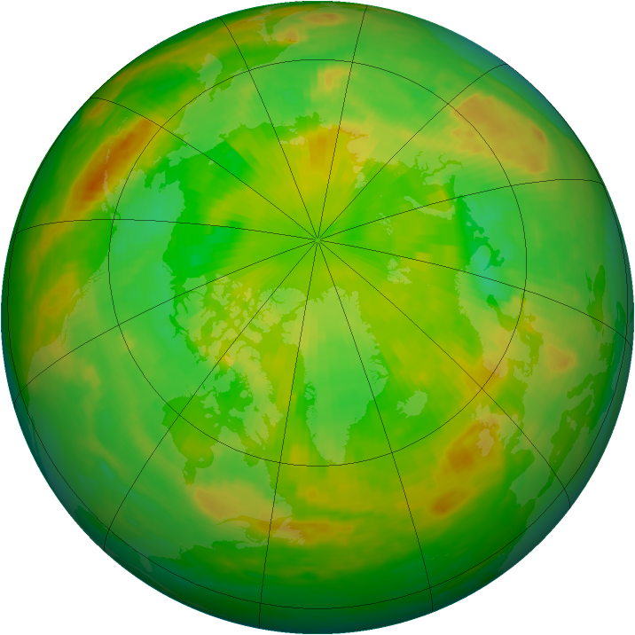 Arctic ozone map for 21 June 1991
